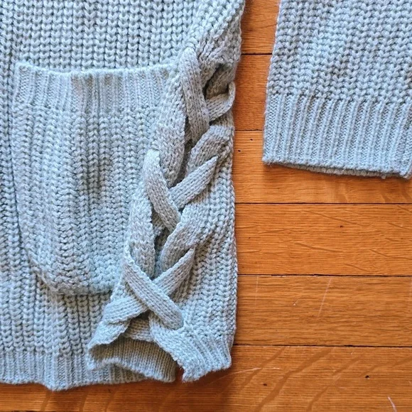 LOVE ELLIE Audra Side Lace Up Detail Textured Cardigan, Sage Green, Women's L - Picture 5 of 12